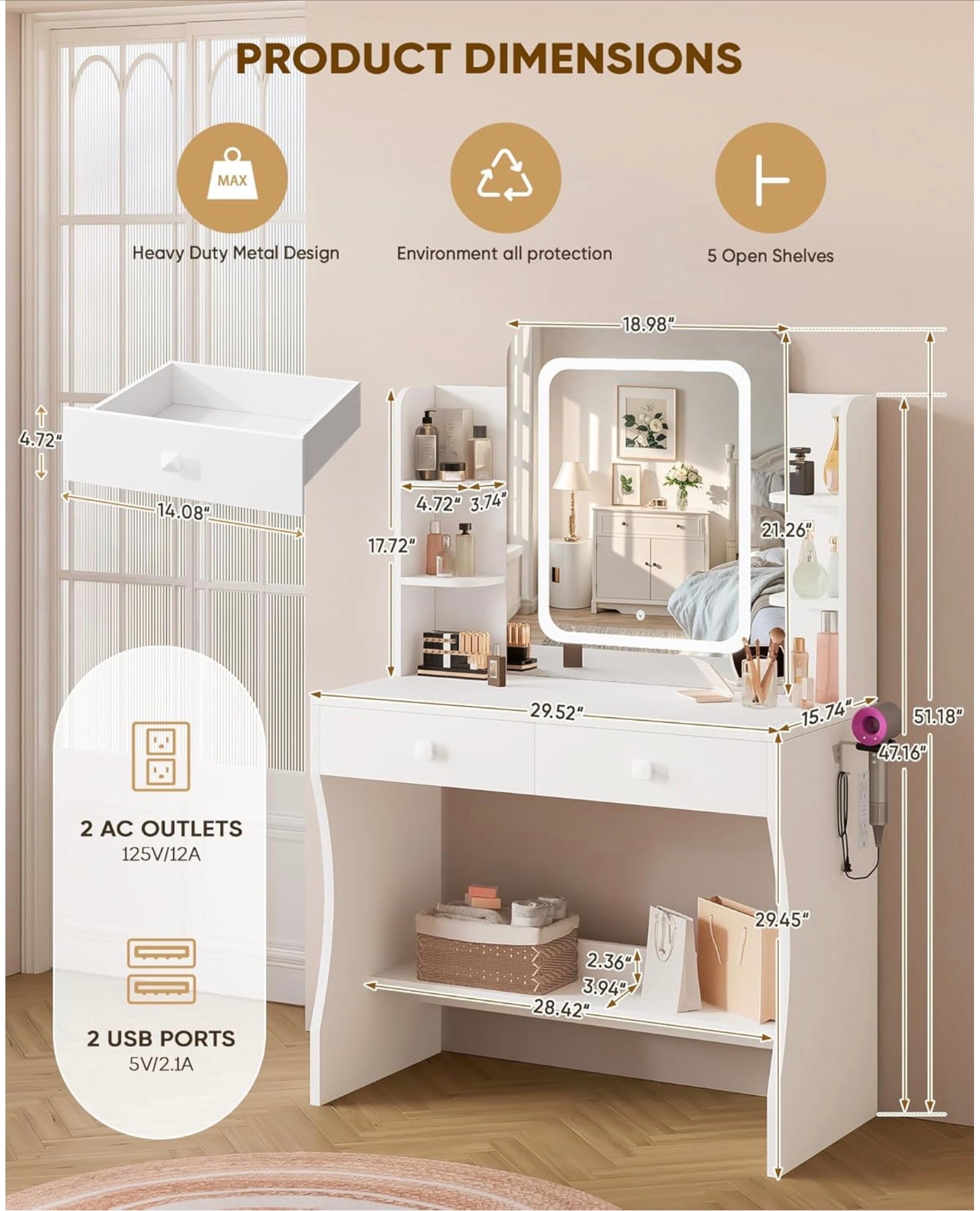 White Medium vanity